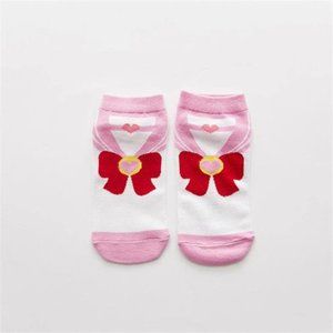Sailor Chibi Moon Socks - Outfit Silhouette Cute Cosplay, Pink Bow